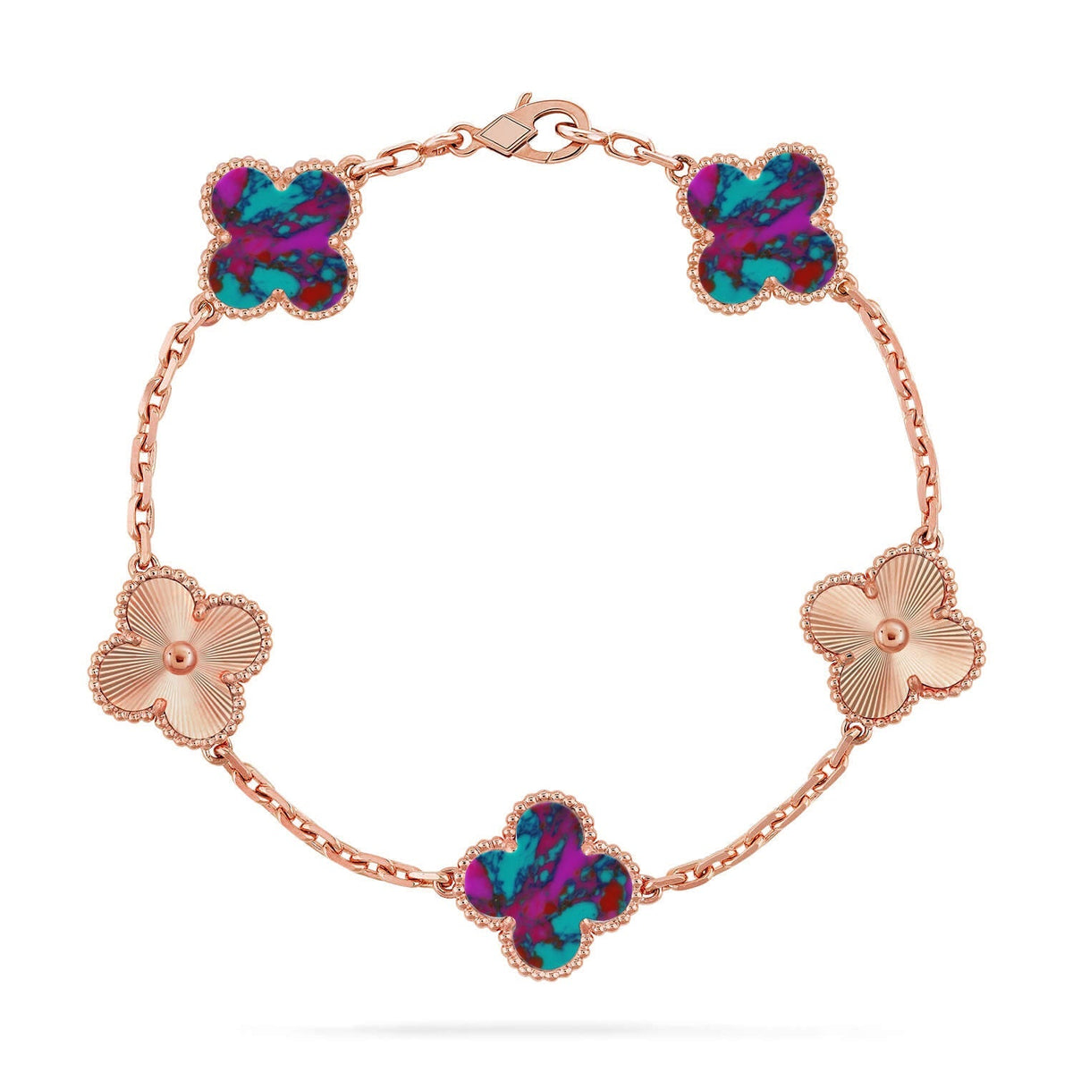 [AuraEcho]CLOVER 5 MOTIF COLOR GEMSTONES BRACELET COLLECTION