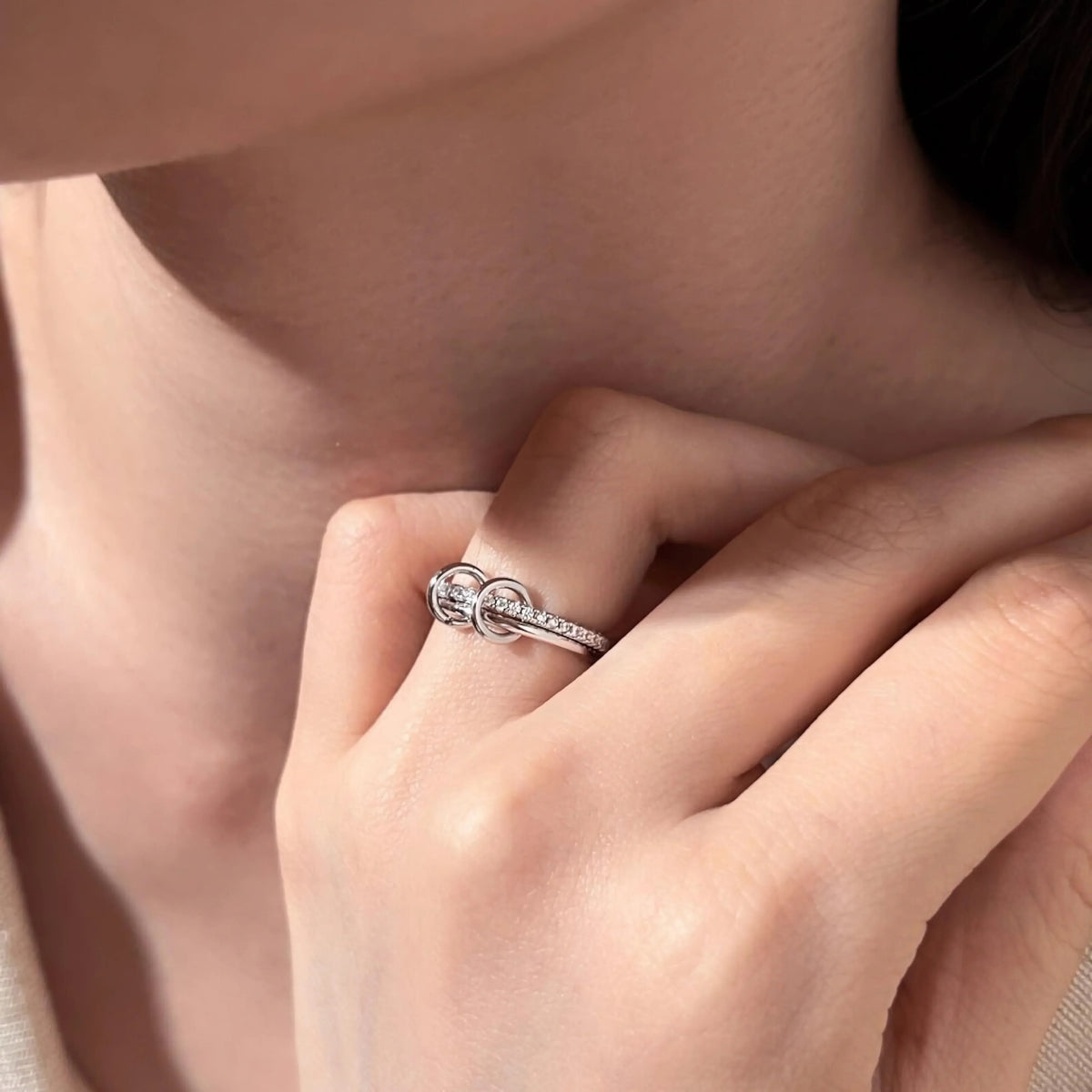 [AuraEcho]Adela Stacked Diamond Ring