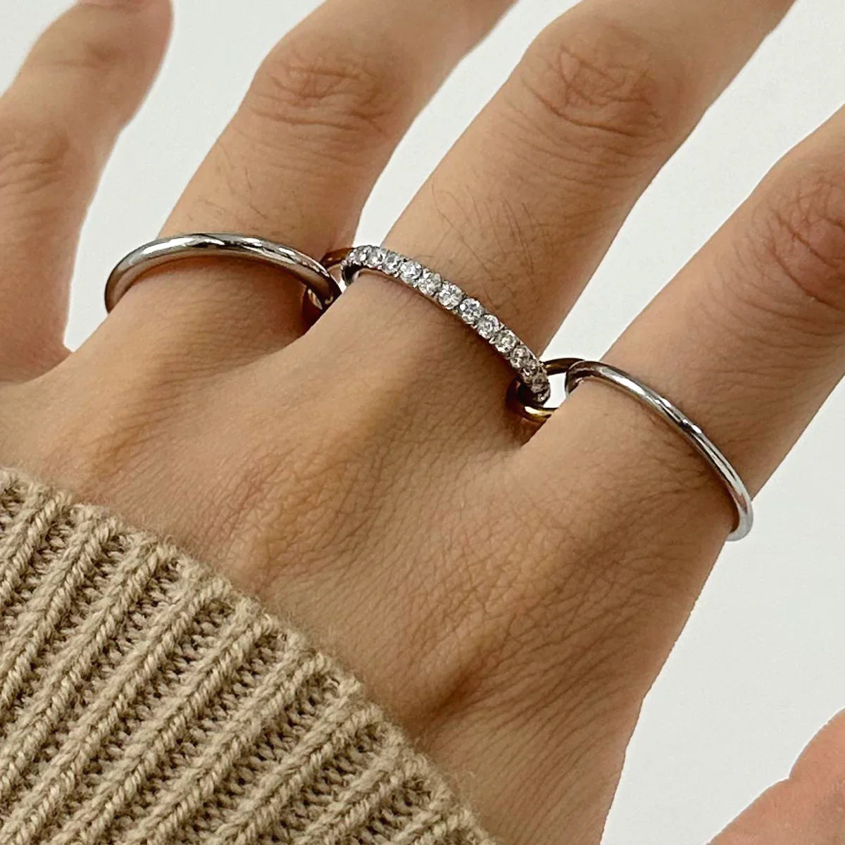 [AuraEcho]Evadne Diamond Ring Stack