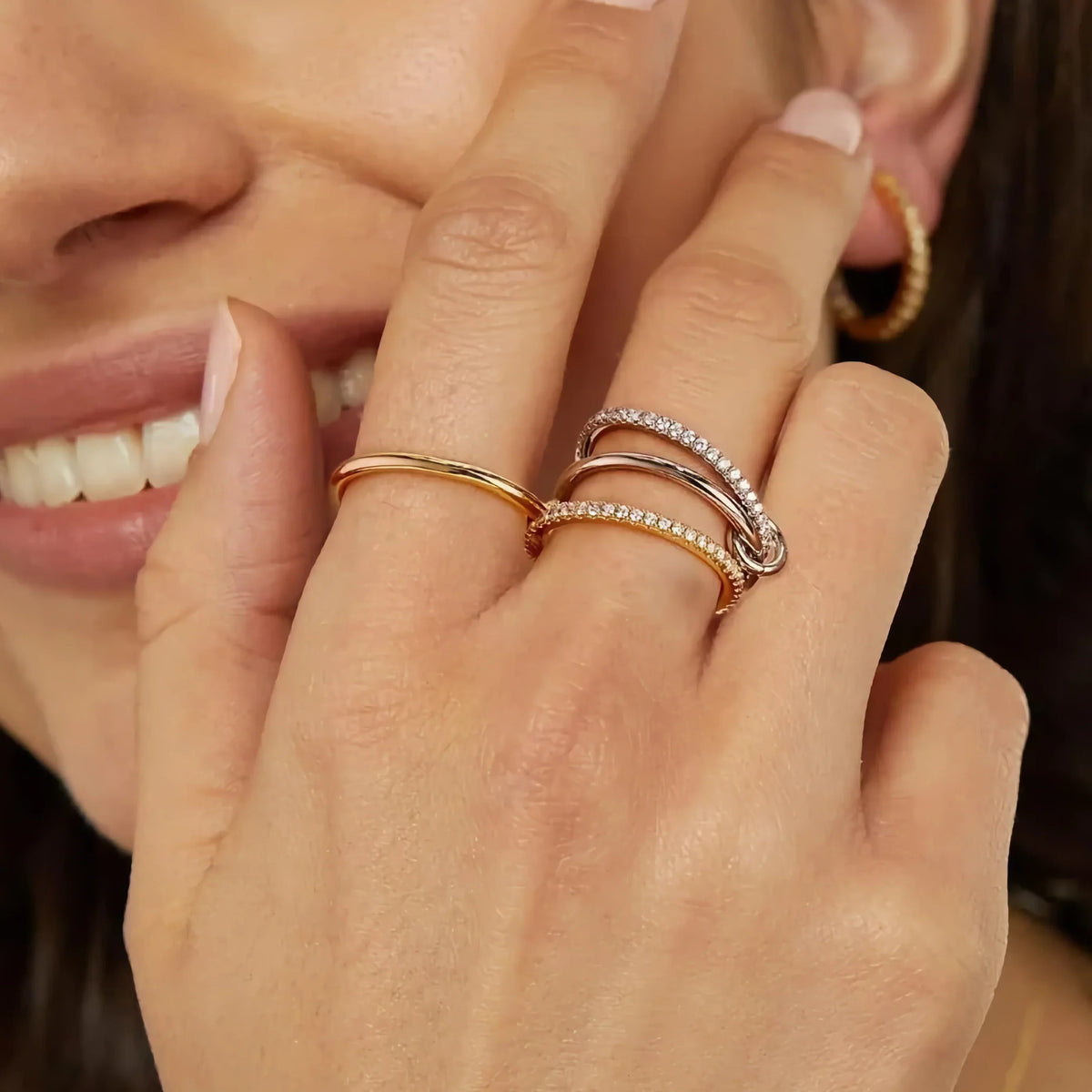 [AuraEcho]Ivy Stacked Diamond Ring