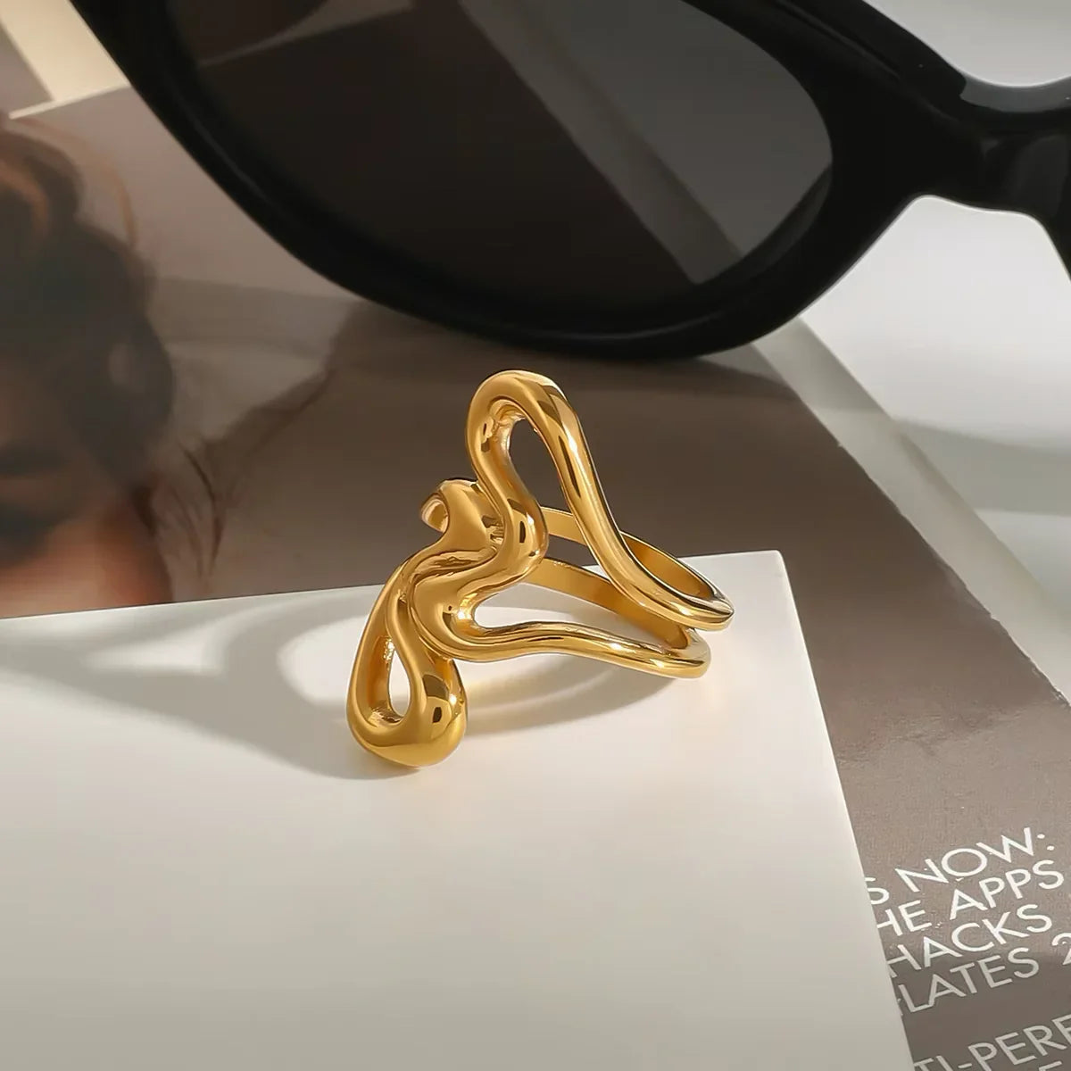 [AuraEcho]Corina Abstract Gold Ring