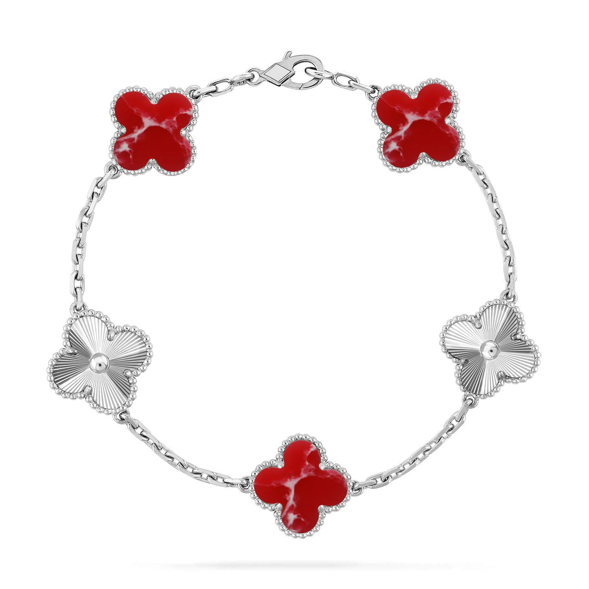 [AuraEcho]CLOVER 5 MOTIF RED PATTERN BRACELET COLLECTION
