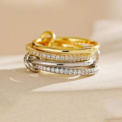 [AuraEcho]Ivy Stacked Diamond Ring