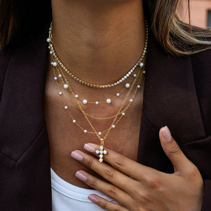 [AuraEcho]Wynter Diamond Cross Necklace