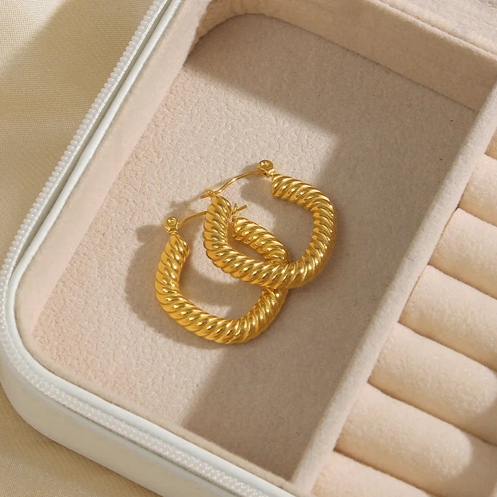 [AuraEcho]Emani Twist Square Earrings