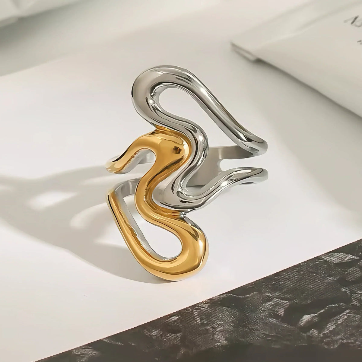 [AuraEcho]Corina Abstract Gold Ring