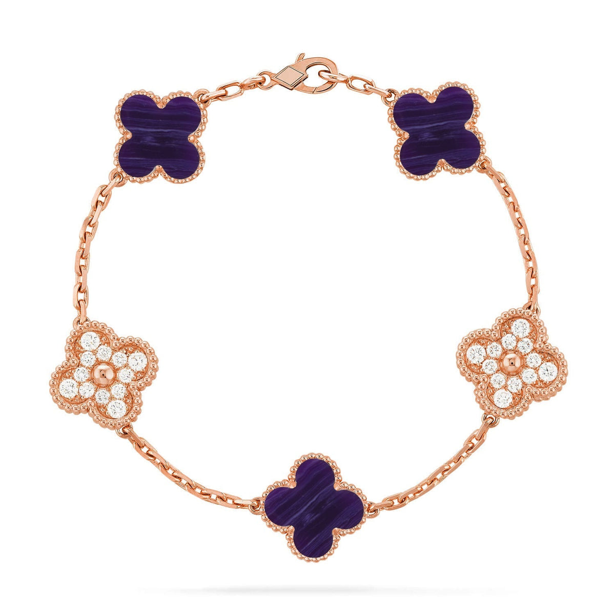 [AuraEcho]CLOVER 5 MOTIF PURPLE STRIPES BRACELET COLLECTION