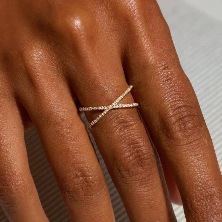 [AuraEcho]Nia Gold Diamond Cross Ring