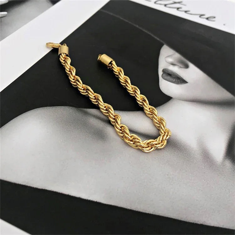 [AuraEcho]Gigi Rope Chain Gold Bracelet