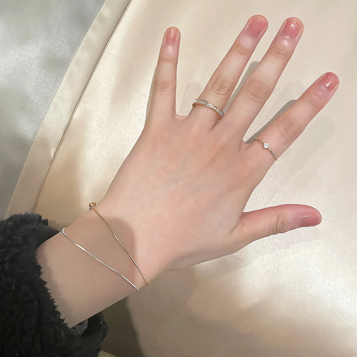 [AuraEcho]Gabrielle Diamond Simulant Gold Ring