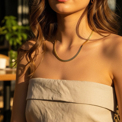 [AuraEcho]Elysian Gold Herringbone Necklace