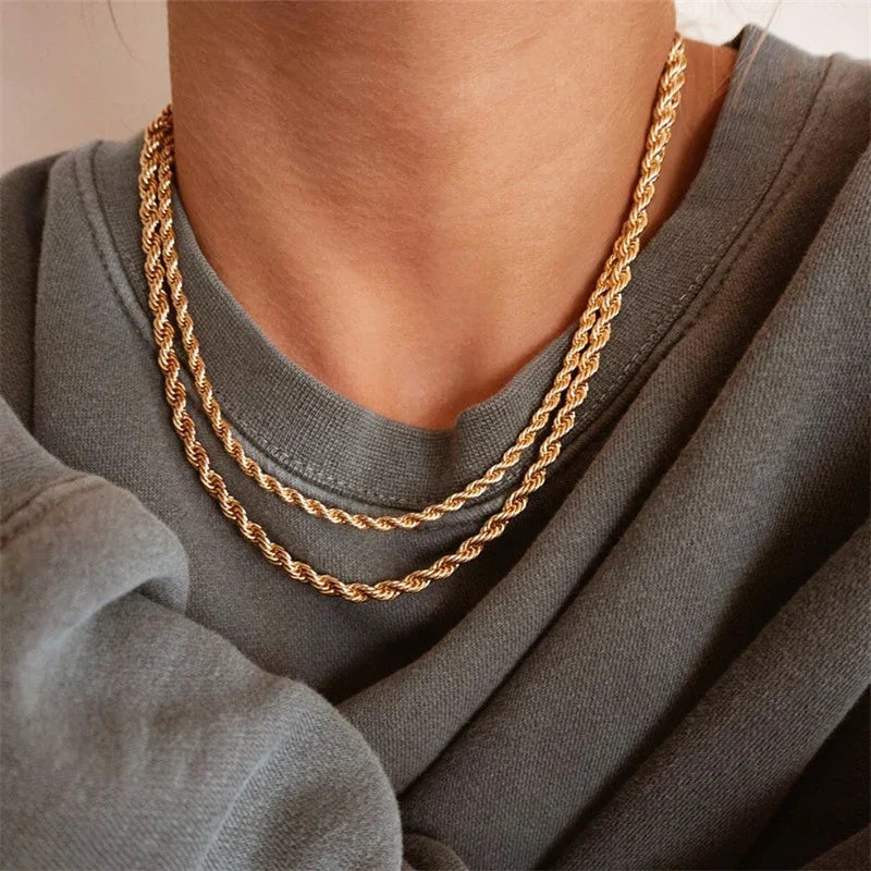 [AuraEcho]Bianca Rope Chain Gold Necklace