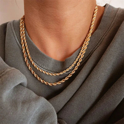 [AuraEcho]Bianca Rope Chain Gold Necklace