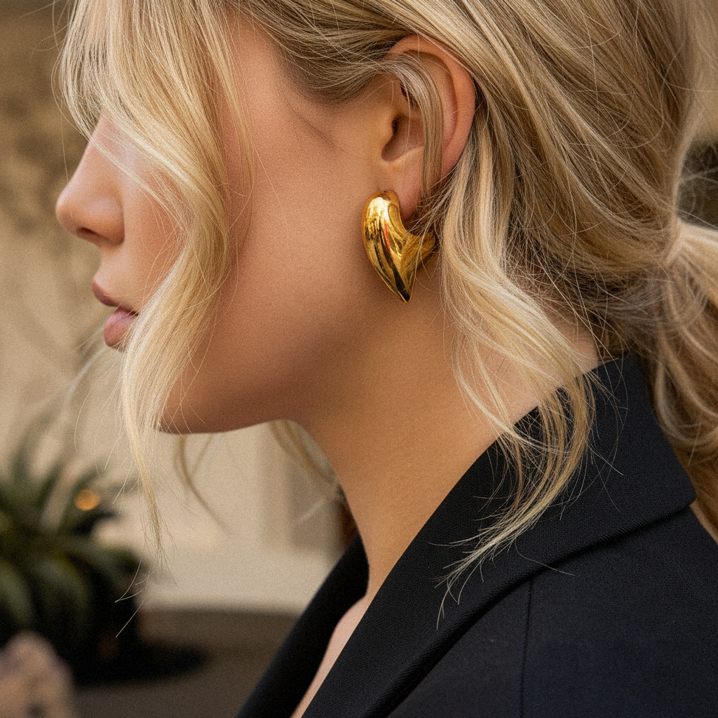 [AuraEcho]Aimee Chunky Heart Gold Earrings