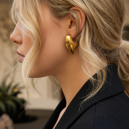 [AuraEcho]Aimee Chunky Heart Gold Earrings