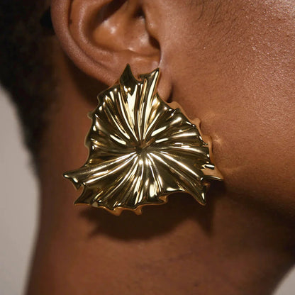 [AuraEcho]Rafaela Sculpted Petal Gold Earrings