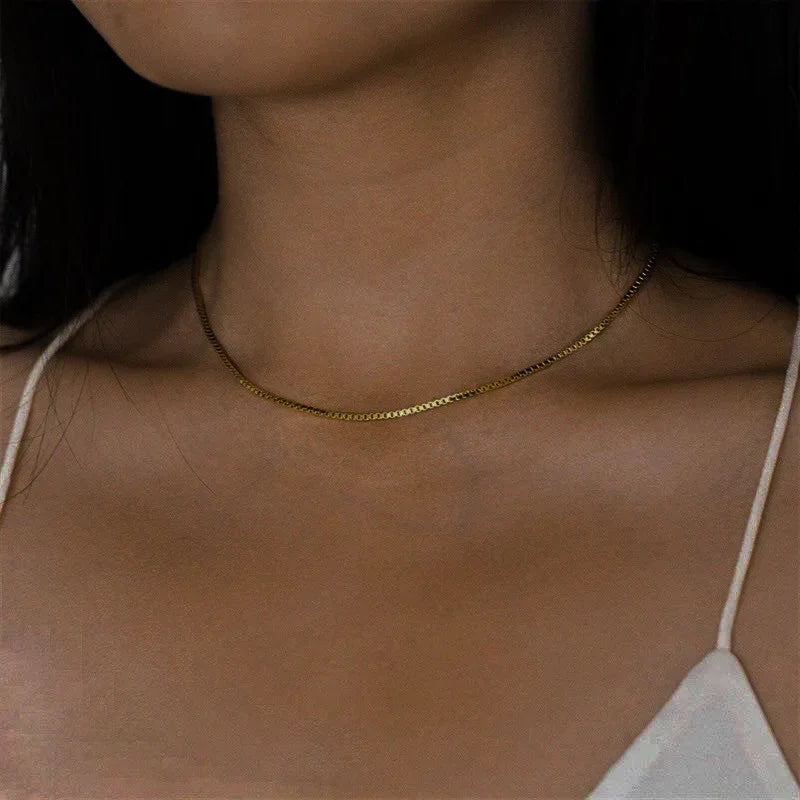 [AuraEcho]Danica Box Chain Gold Necklace