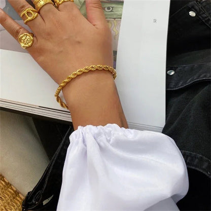 [AuraEcho]Gigi Rope Chain Gold Bracelet