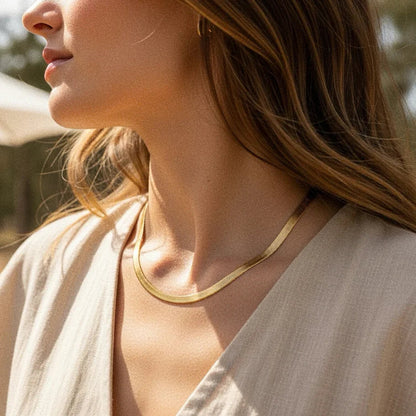 [AuraEcho]Elysian Gold Herringbone Necklace