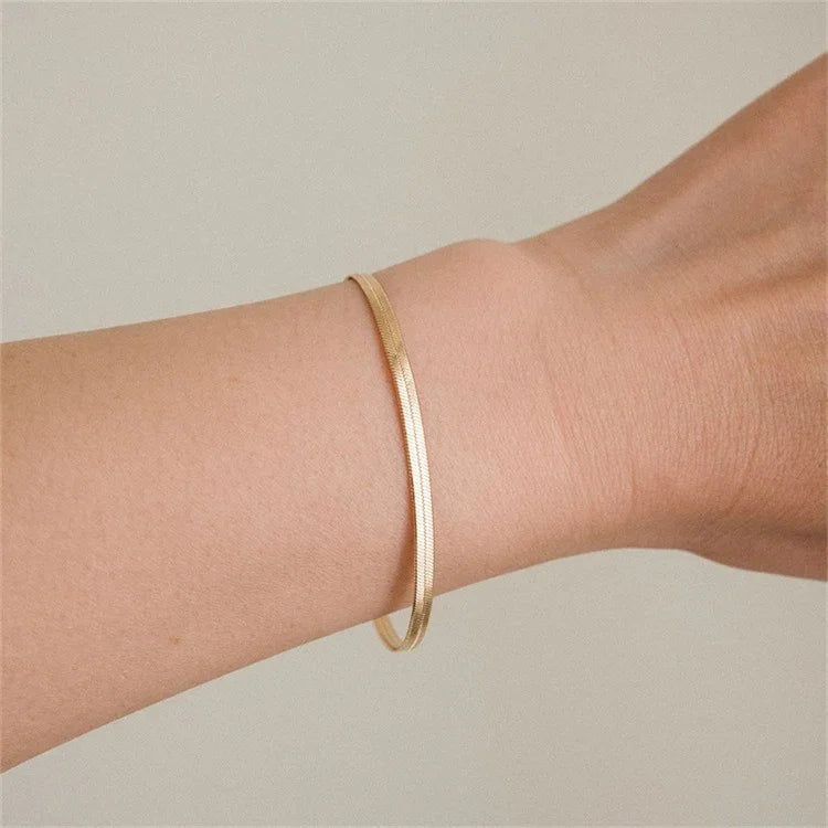 [AuraEcho]Vida Gold Herringbone Bracelet