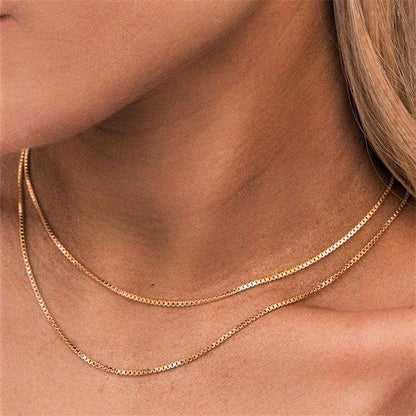 [AuraEcho]Danica Box Chain Gold Necklace