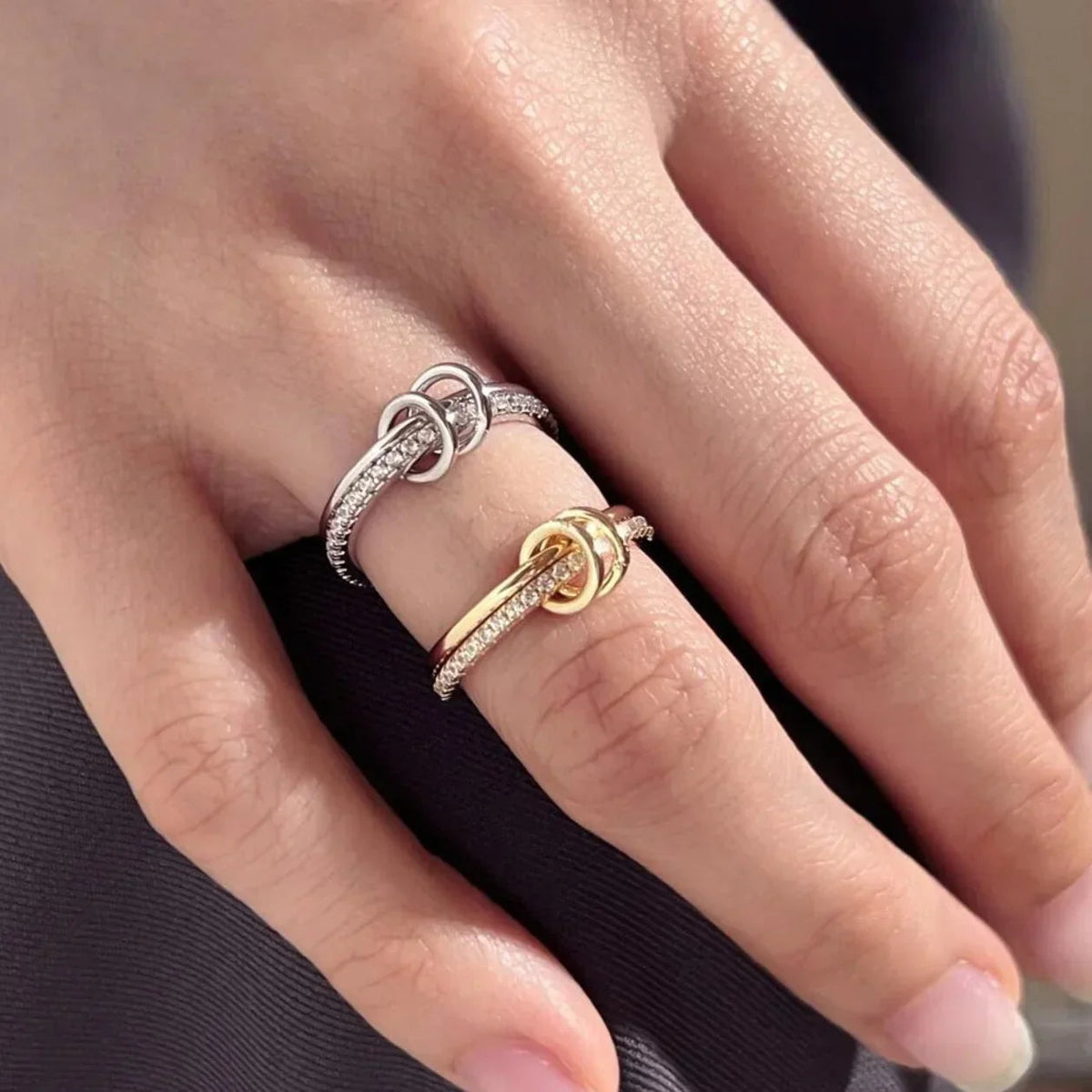 [AuraEcho]Adela Stacked Diamond Ring