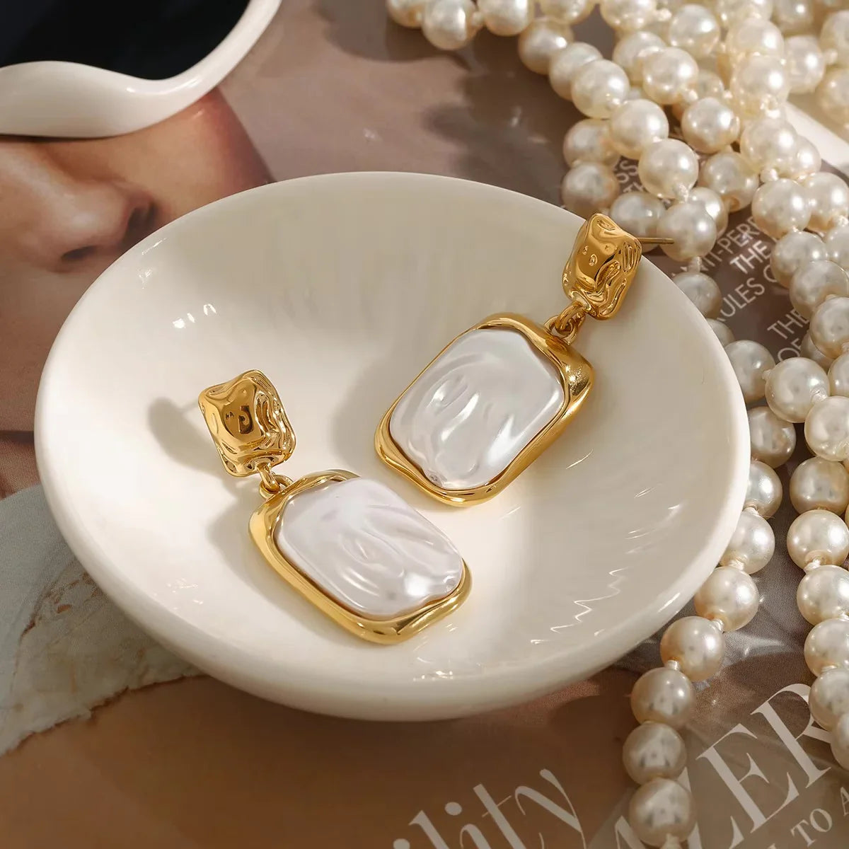 [AuraEcho]Brittany Freshwater Pearl Slate Earrings