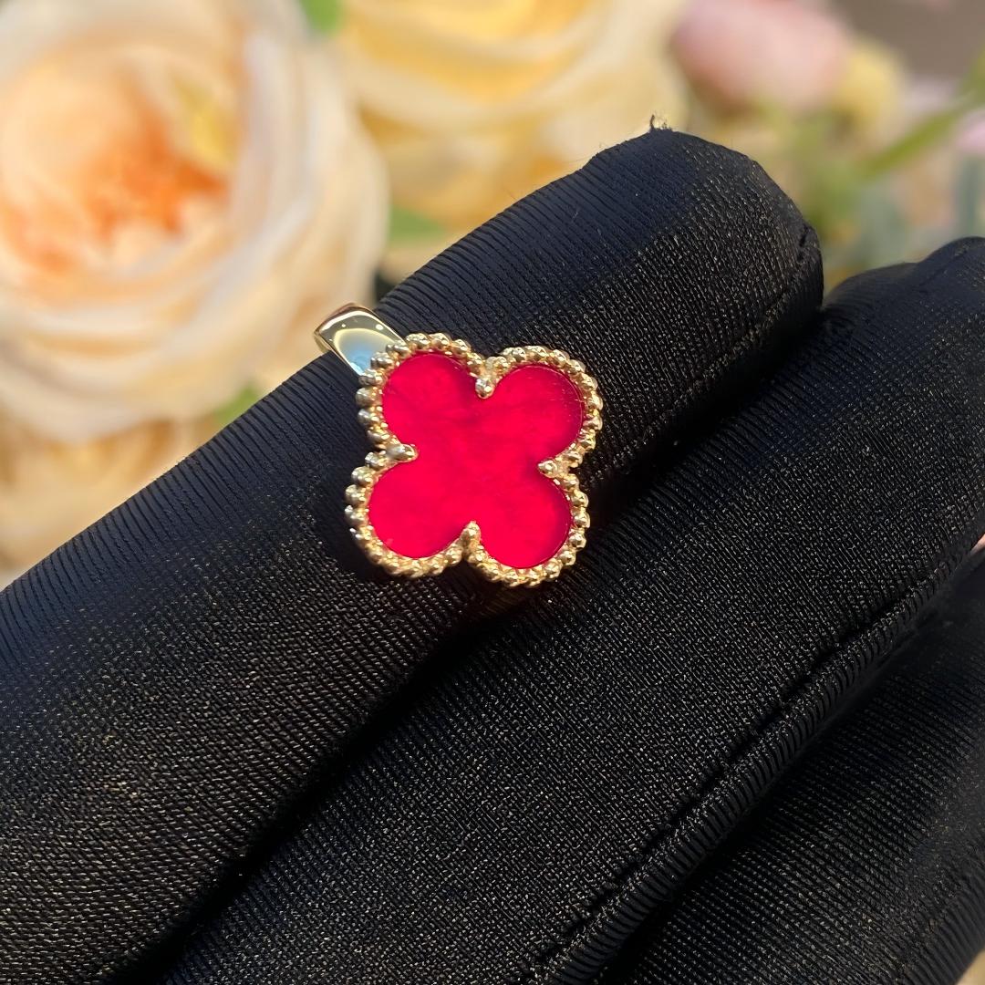 [AuraEcho]NEW CLOVER PINK ENAMEL RINGS