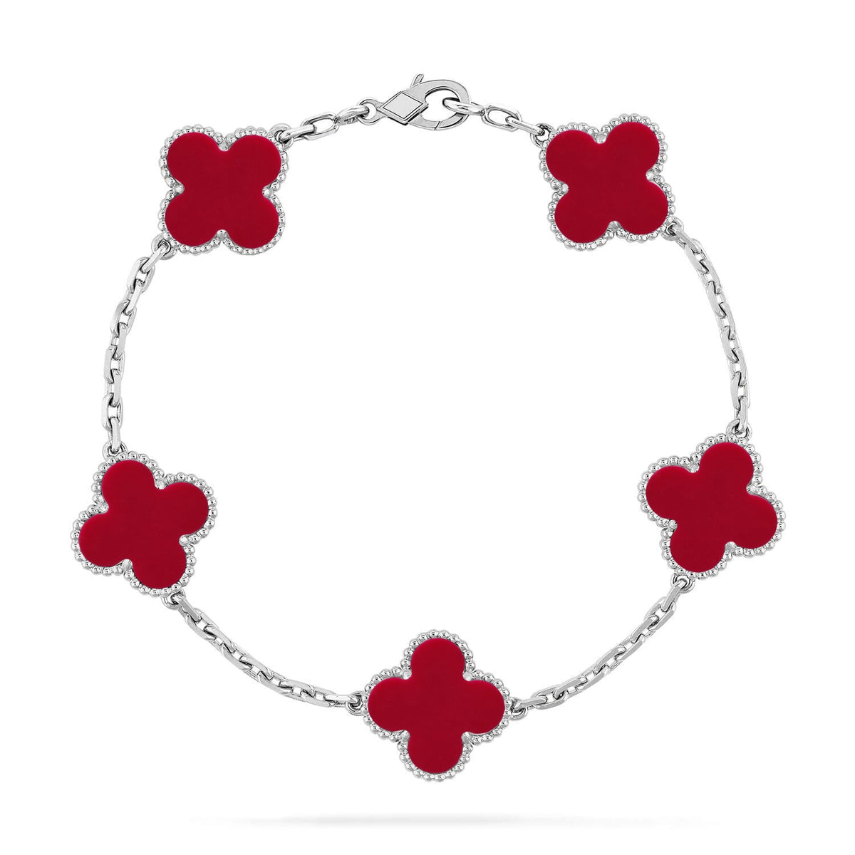 [AuraEcho] CLOVER 5 MOTIF RED CORNELIAN BRACELET COLLECTION