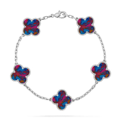 [AuraEcho]CLOVER 5 MOTIF COLOR GEMSTONES BRACELET COLLECTION
