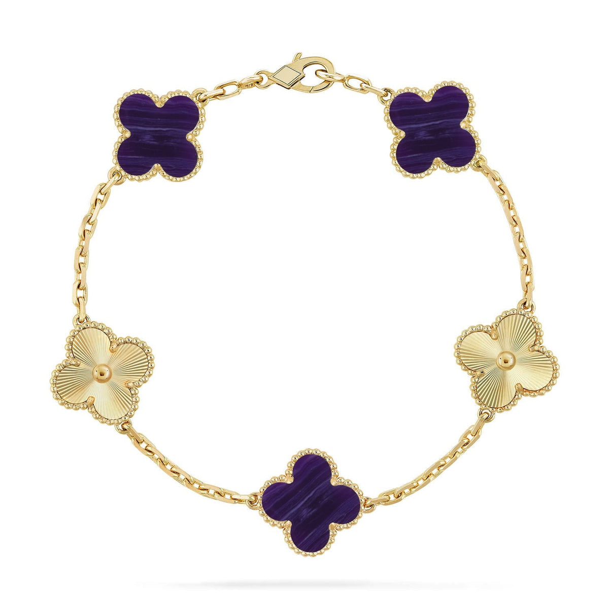 [AuraEcho]CLOVER 5 MOTIF PURPLE STRIPES BRACELET COLLECTION