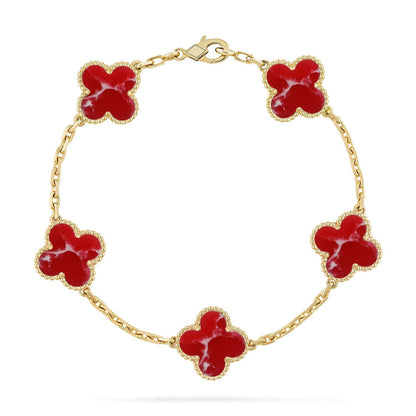 [AuraEcho]CLOVER 5 MOTIF RED PATTERN BRACELET COLLECTION