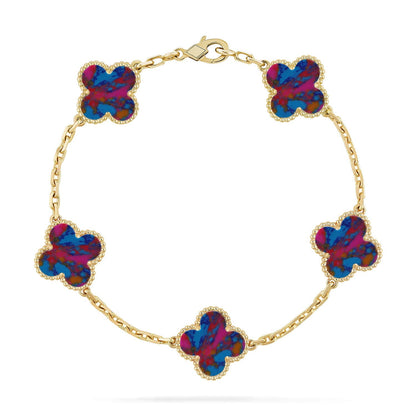 [AuraEcho]CLOVER 5 MOTIF COLOR GEMSTONES BRACELET COLLECTION