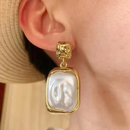 [AuraEcho]Brittany Freshwater Pearl Slate Earrings