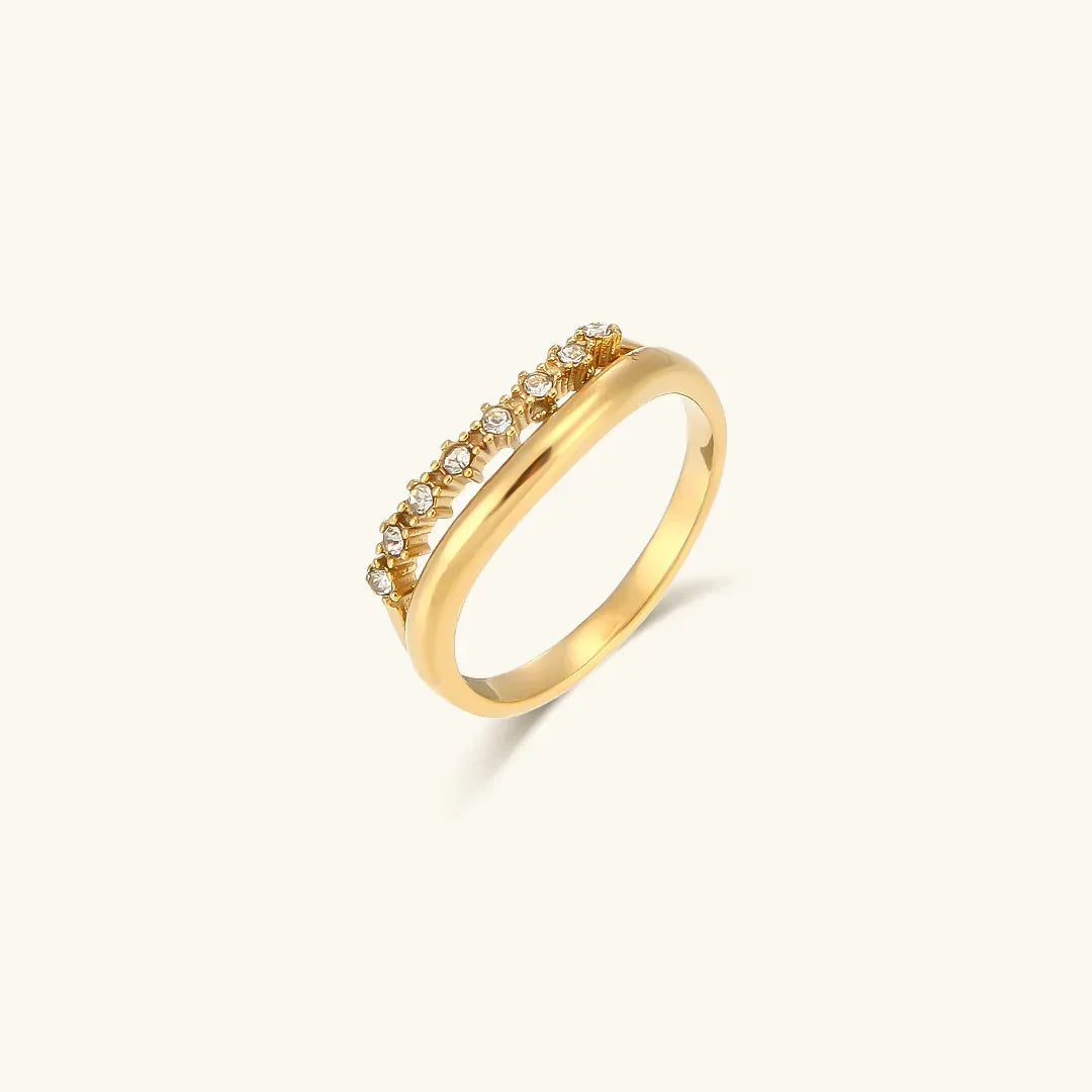 [AuraEcho]Adeline Diamond Simulant Gold Ring