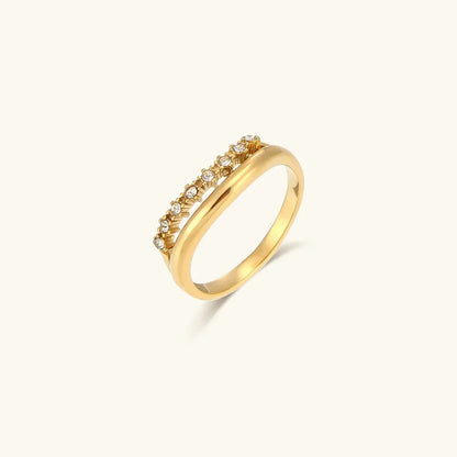 [AuraEcho]Adeline Diamond Simulant Gold Ring