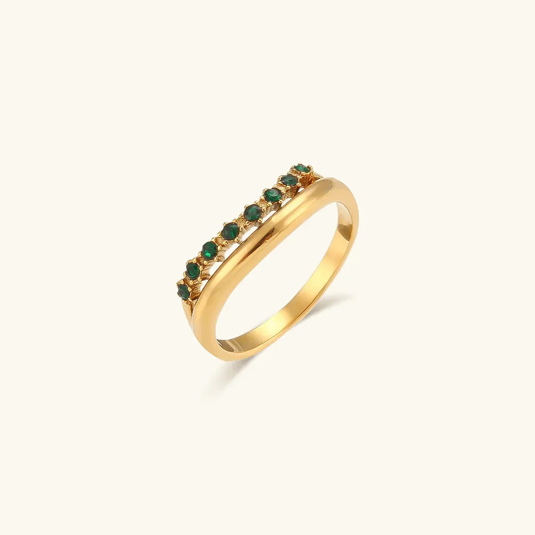 [AuraEcho]Adeline Diamond Simulant Gold Ring