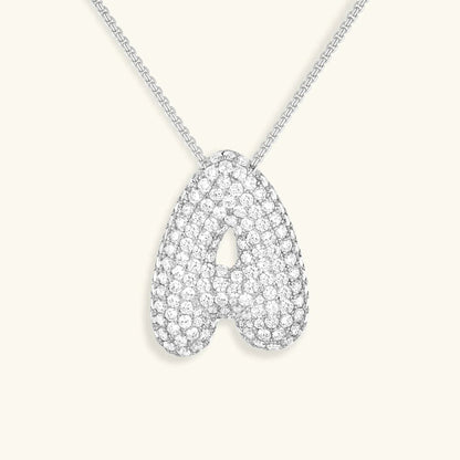 [AuraEcho]Bubble Initial Diamond Necklace