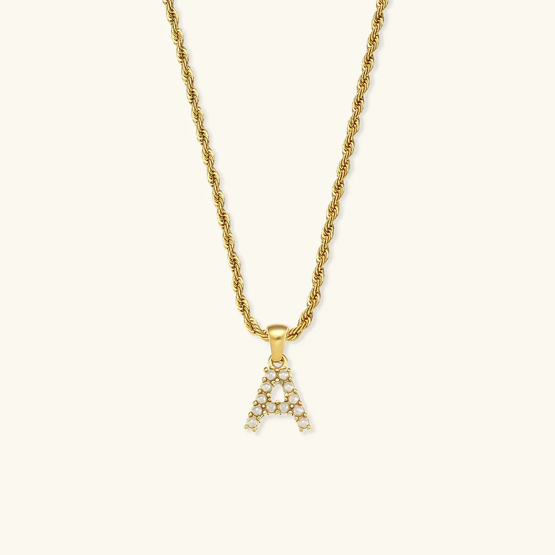 [AuraEcho]Elodie Initial Letter Pearl Necklace