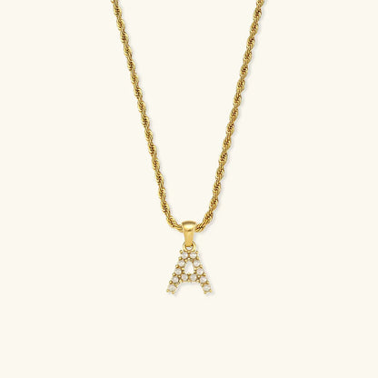 [AuraEcho]Elodie Initial Letter Pearl Necklace