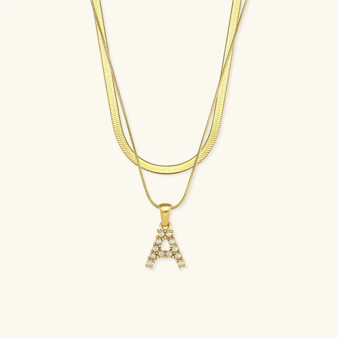[AuraEcho]Fiona Layered Gold Initial Letter Necklace