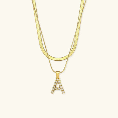[AuraEcho]Fiona Layered Gold Initial Letter Necklace