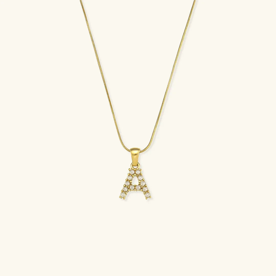 [AuraEcho]Augustine Initial Letter Pearl Necklace