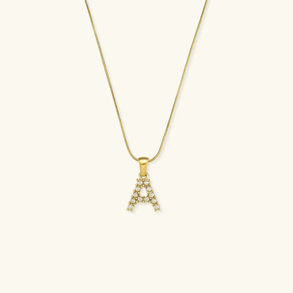 [AuraEcho]Augustine Initial Letter Pearl Necklace