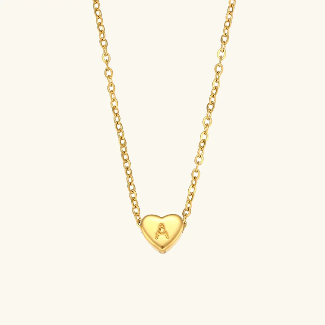 [AuraEcho]Heart Initial Gold Necklace
