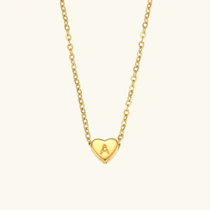 [AuraEcho]Heart Initial Gold Necklace