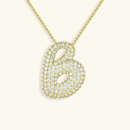 [AuraEcho]Bubble Initial Diamond Necklace