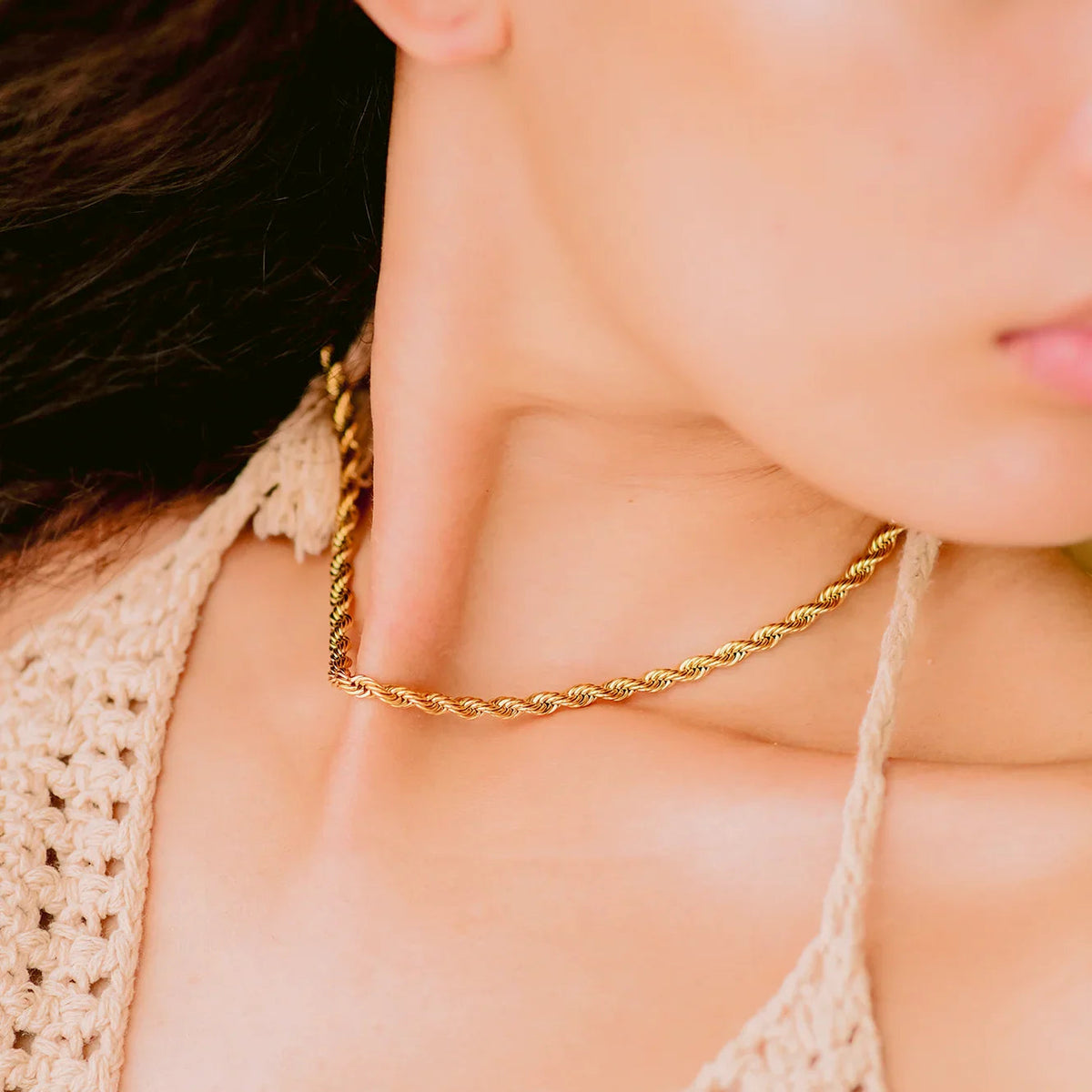 [AuraEcho]Bianca Rope Chain Gold Necklace