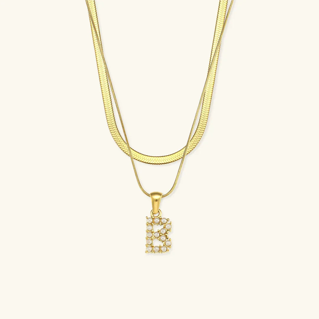 [AuraEcho]Fiona Layered Gold Initial Letter Necklace