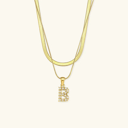 [AuraEcho]Fiona Layered Gold Initial Letter Necklace